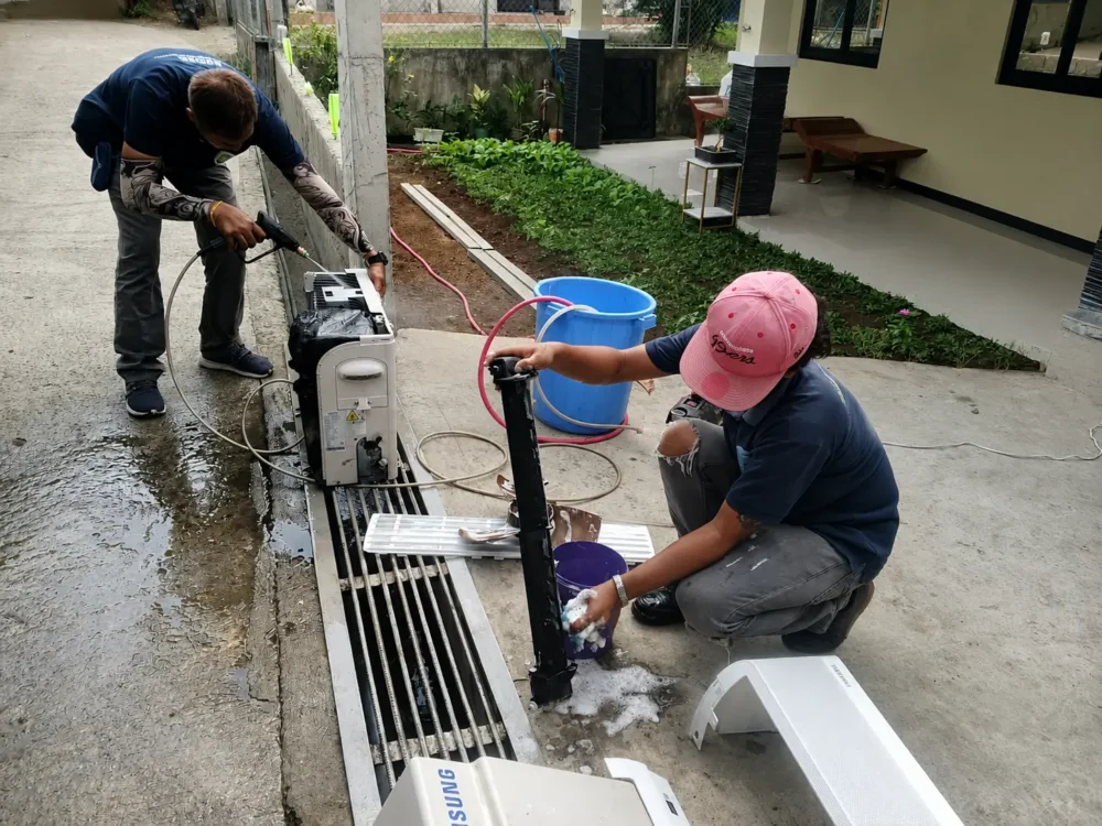 AC cleaning and freon pressure gauges
